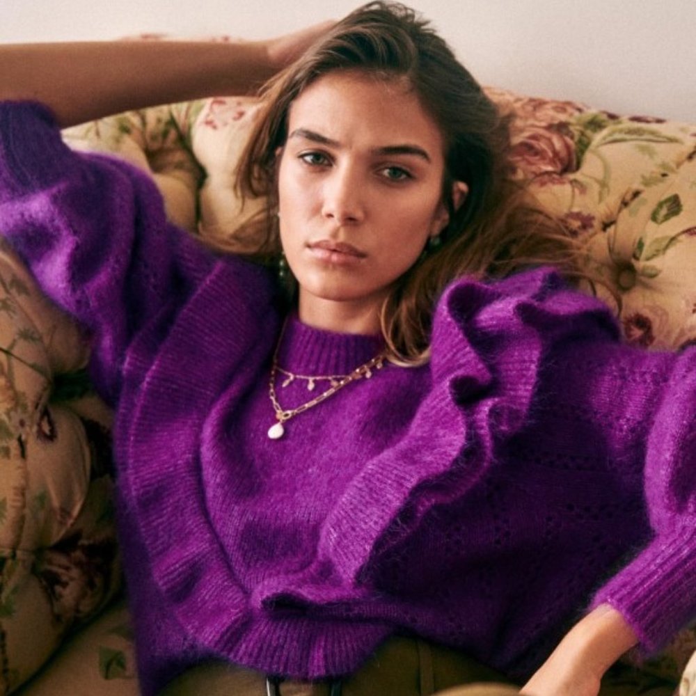 RARE! Sezane Rita Mohair Magenta Sweater